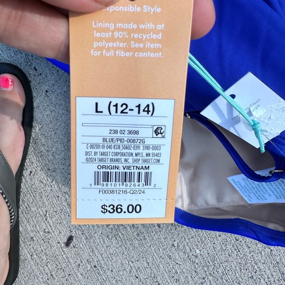 Kona Sol Vibrant Blue One-Piece Swimsuit NWT - Picture 6 of 8